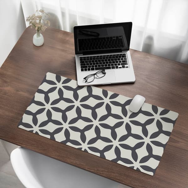 Moderne geometrisk blomstermønster skrivebordsplade til kontor 90x45 cm