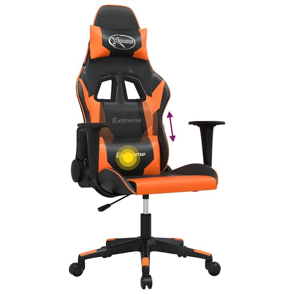vidaXL massage-gamingstol, sort og orange, kunstlæder