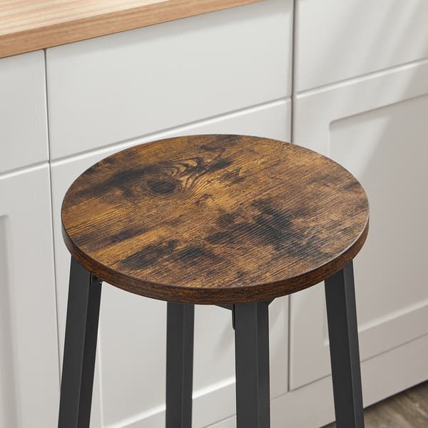 Rustik barstol i loftstil, brun/sort, rund køkkenstol, 65 cm