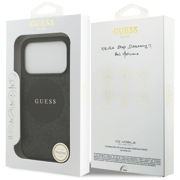 Guess 4G Circle Classic Logo MagSafe-etui til iPhone 17 Pro, sort