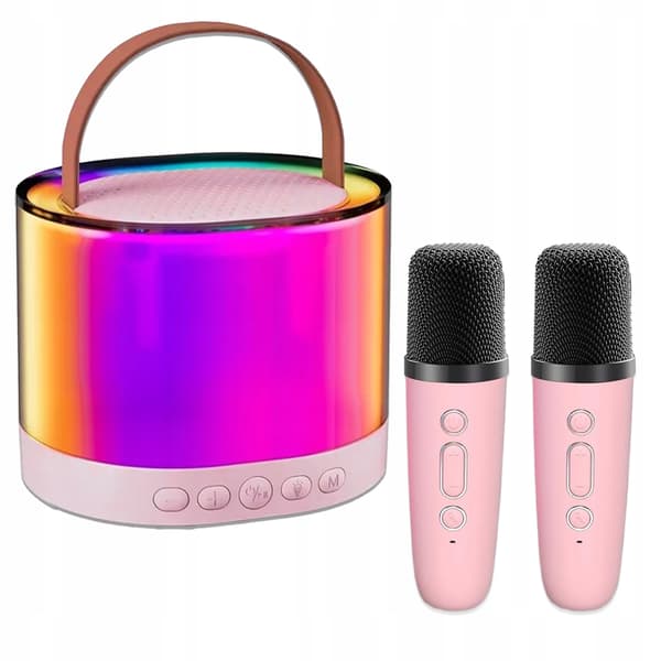 [paczb] Karaoke-sæt Højttaler 2 Mikrofoner Bluetooth USB SD Mini Jack Z3344