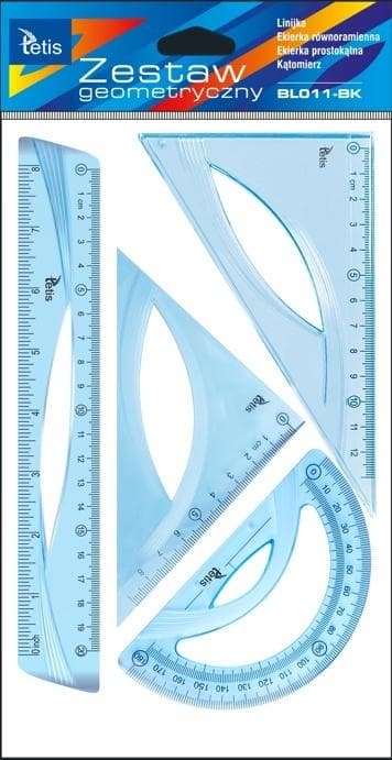 Geometrisk sæt blå lineal 20cm