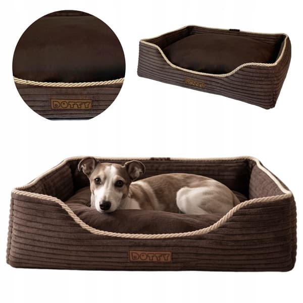 Hundeseng, sofa, katteseng DOTTY - brun corduroy