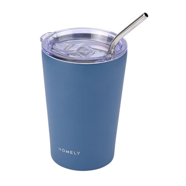 400 ml indigoblå termosmugg med sugrör