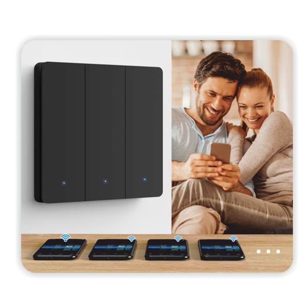 Tuya 3-kanals Zigbee vægkontakt sort