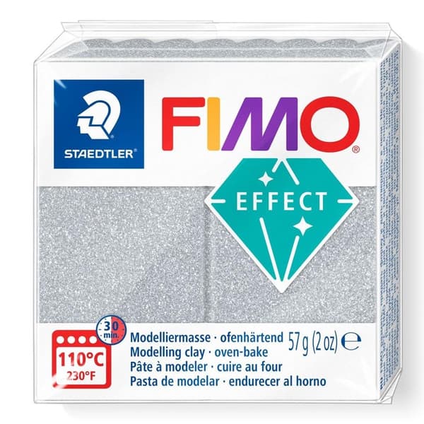 Fimo polymer ler 57g sølv metallisk
