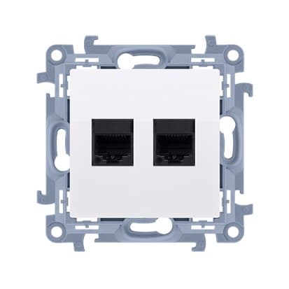 Dobbelt RJ45 computerstik kategori 5e (modul), hvid Simon10