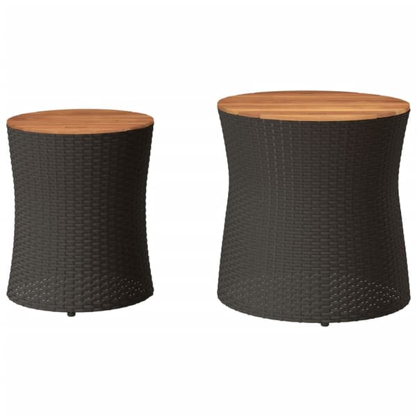 vidaXL haveborde, sæt med 2, træbordplader, sort, polyrattan