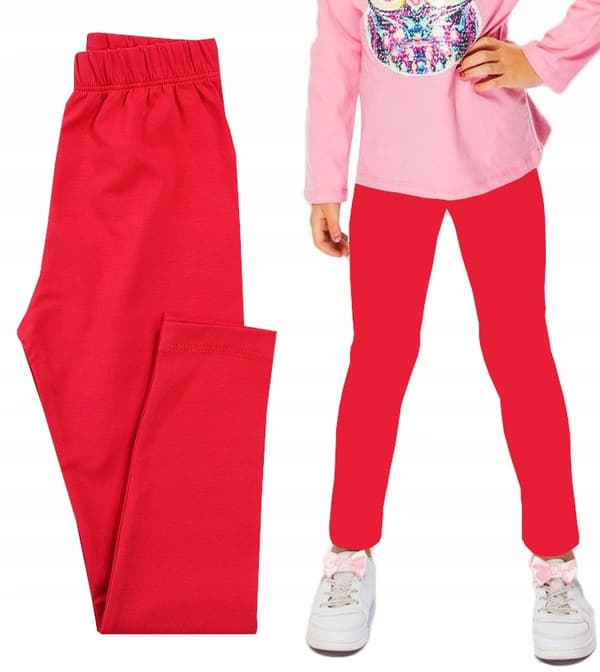 FLICKLEGGINGS MJUKA BOMULLSRÖDA 152 H005Y