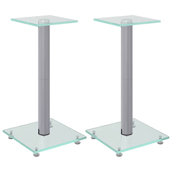 vidaXL Högtalarstativ, 2 st, Silver, Härdat Glas, 1 Stolpe