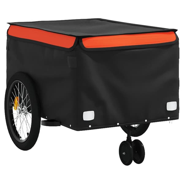 vidaXL cykelanhænger, sort og orange, 45 kg, jern