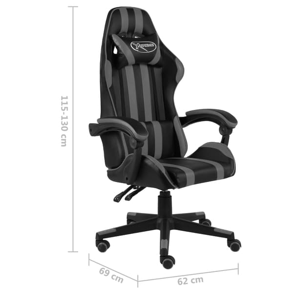 vidaXL gamingstol, sort og grå, kunstlæder