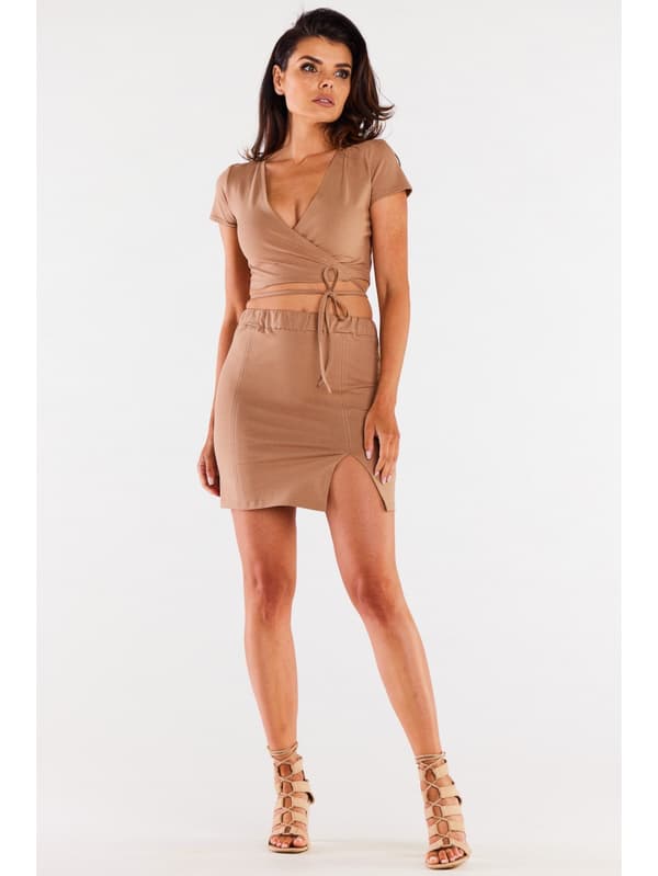 Minikjol i bomull, beige S