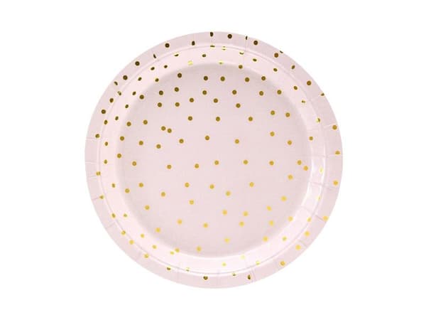 Prikkede tallerkener, lyserøde, 18 cm, 6 stk.
