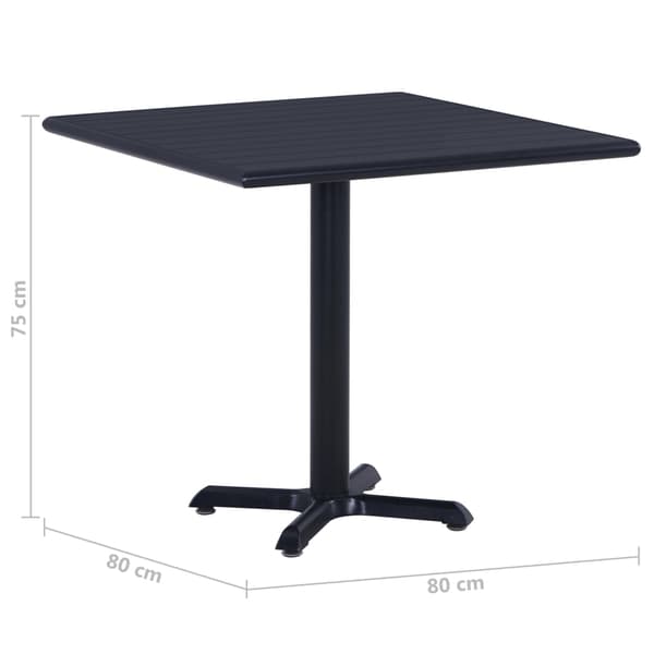 vidaXL havebord, sort, 80x80x75 cm