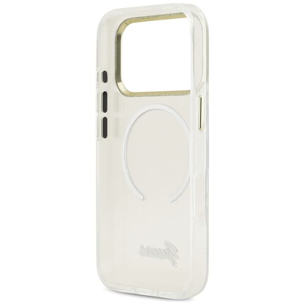 Guess IML Gradient Script Metal MagSafe -kotelo iPhone 17 Pro Maxille, valkoinen