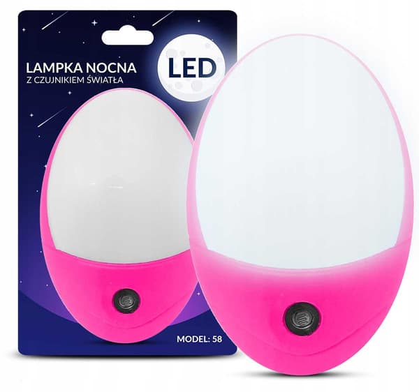 Heckermann 58 lyserød LED-natlampe