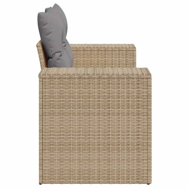 vidaXL Trädgårdssoffa med kuddar, 2-sits, beige, polyrotting
