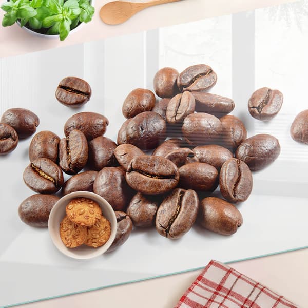 Dekorativt serveringsbræt i glas til snacks, kaffebønner, 80x52 cm