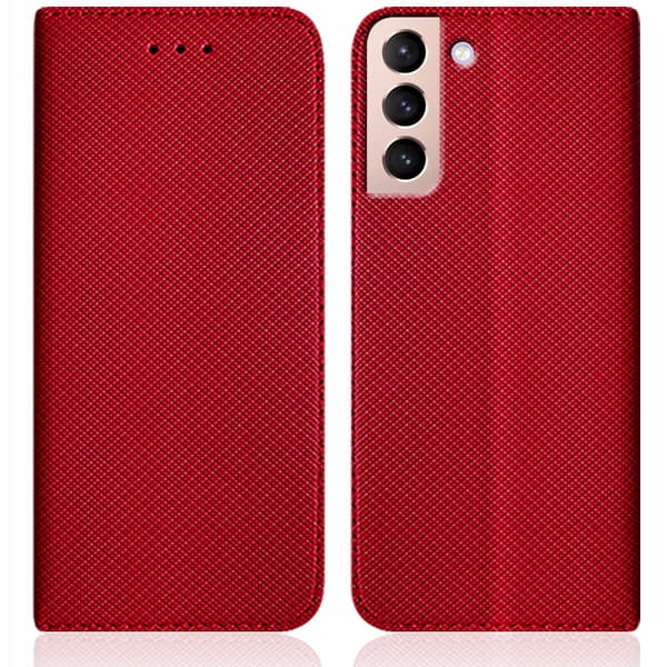 Cover til SAMSUNG S21 PLUS / S21+ Smart Book Magnet Rød+ Glas