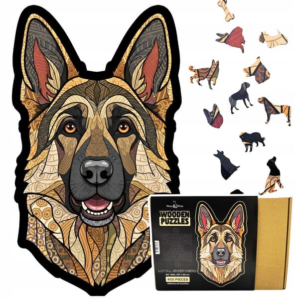 Träpussel SCHÄFER 450 bitar XXL STORT Pussel Present HUND