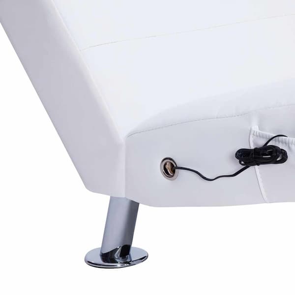 vidaXL Massageschäslong med kudde, vit, konstläder