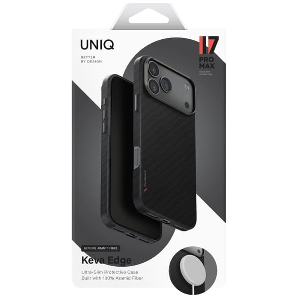 UNIQ Keva EDGE-cover til iPhone 17 Pro Max Magclick-opladning, sort
