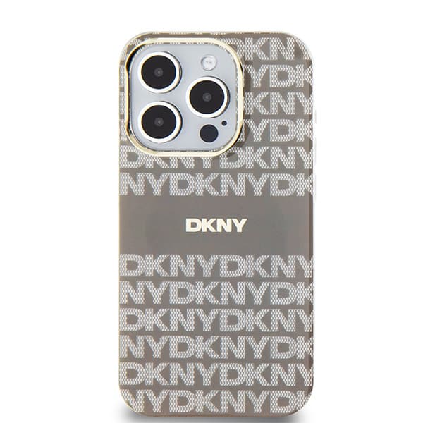 DKNY IML Mono & Stripe MagSafe-etui til iPhone 15 Pro Max, Beige