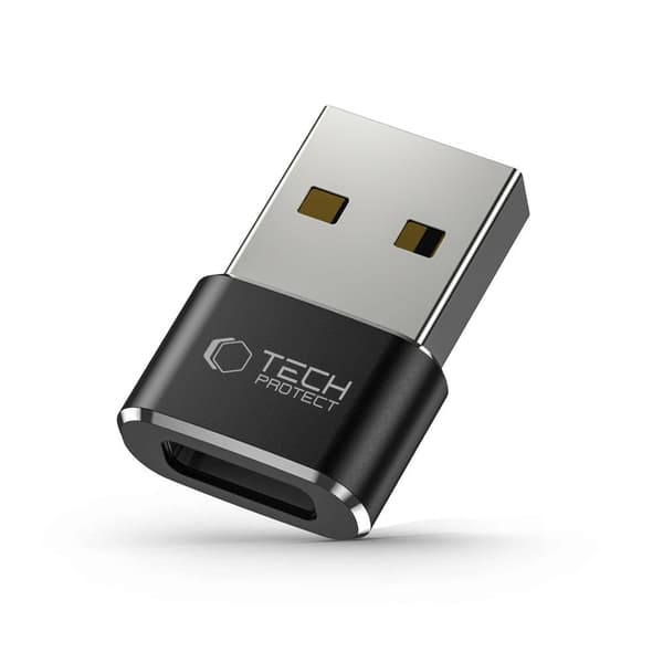 USB-A (hane) - USB-C (hona) adapter - svart
