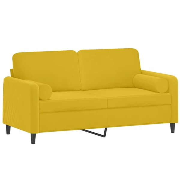 vidaXL 2-sitssoffa med kuddar, gul, 140 cm, sammet