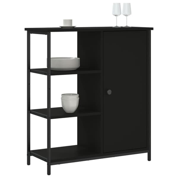 vidaXL skab, sort, 70x30x80 cm, træbaseret materiale