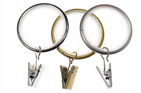 Lydløse ringe med klips, diameter 37 mm, Antikke metalgardinstænger, 20 stk.