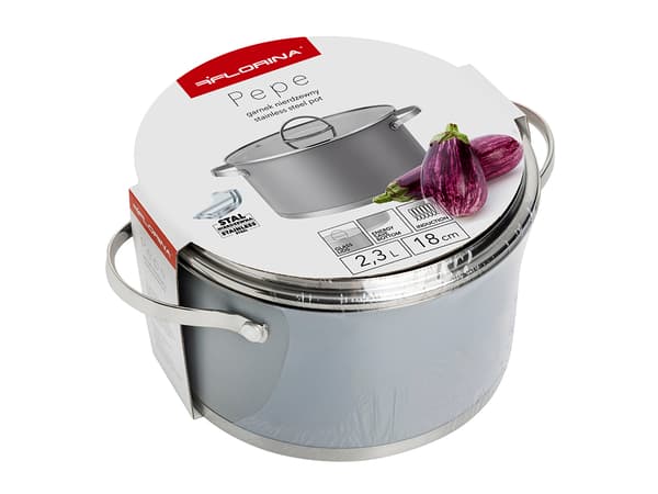 PEPE GRYDE I RUSTFRIT STÅL 18 CM 2,3L Z/P