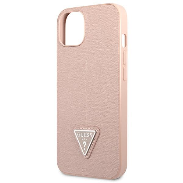 Guess Saffiano Triangle Logo-skal till iPhone 13 mini, rosa