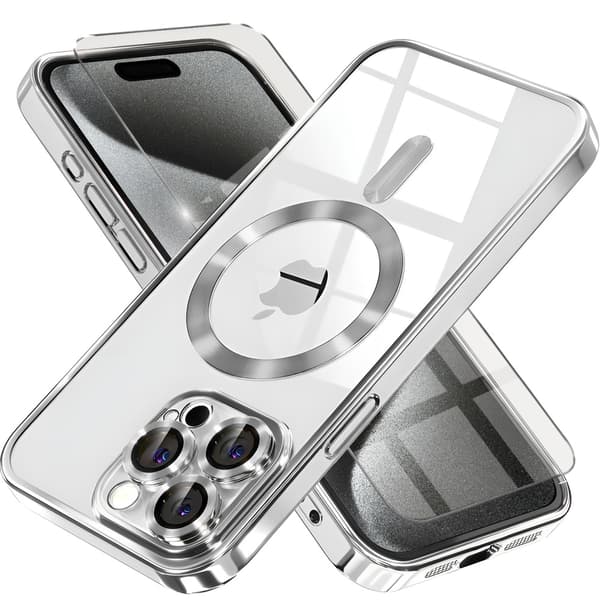 iPhone 15 Pro-skal, Electro MagSafe, Silver + Skärmskydd