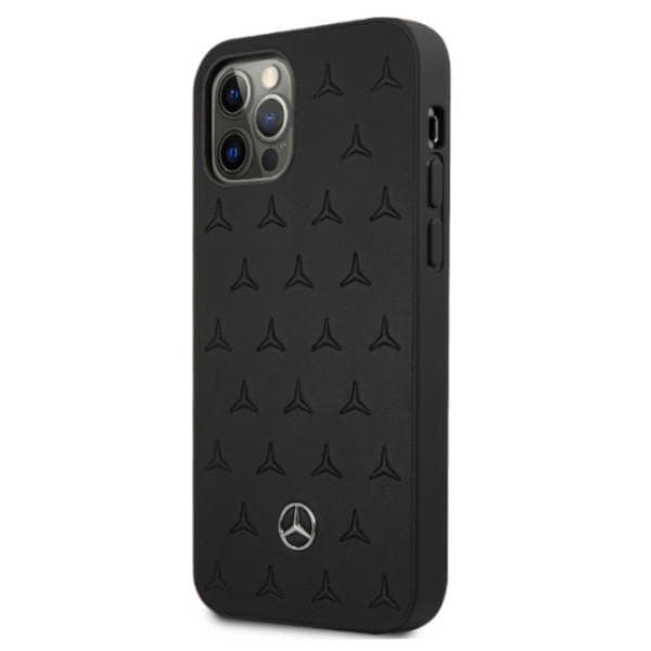 Mercedes Læderetui med Stjernemønster til iPhone 12 Pro Max, Sort