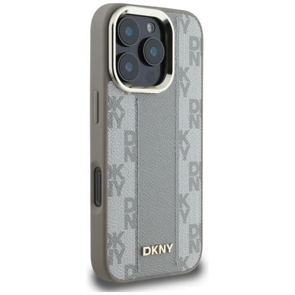 DKNY Magsafe-etui med ternet mønster til iPhone 16 Pro Max, beige