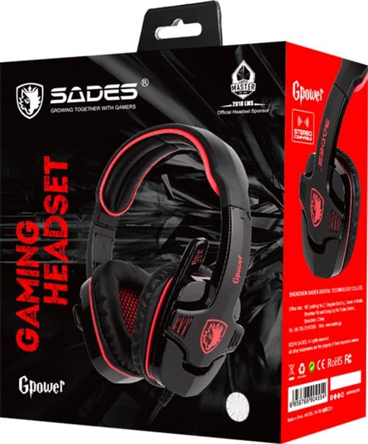 Sades SA-708GT Sort/Røde hovedtelefoner