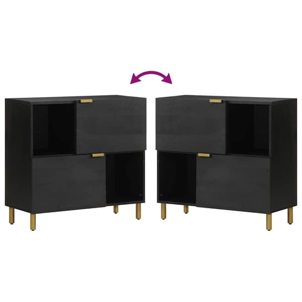 vidaXL skab, sort, 80x33x75 cm, træbaseret materiale