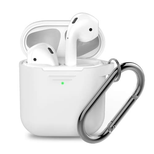 KeyBudz Elevate Nyckelring - Silikonskyddsfodral för AirPods 1/2 (Vit)