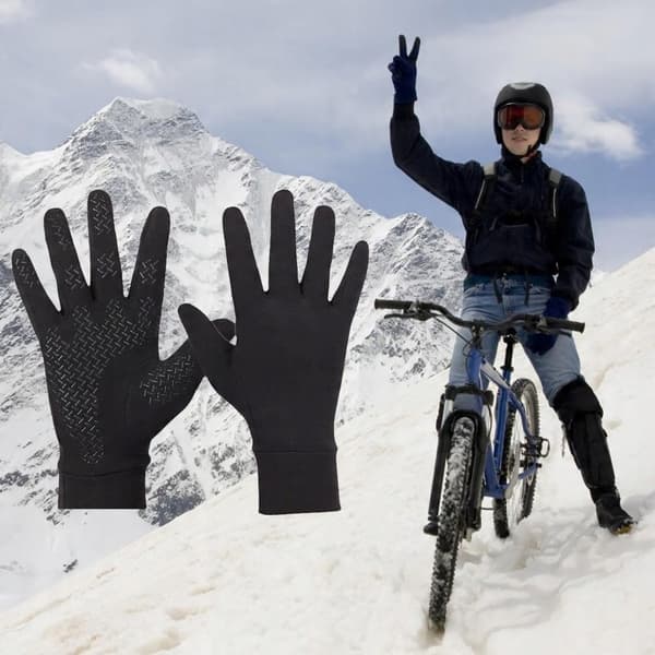 Vintercykelhandsker M unisex sorte skridsikre touchscreen
