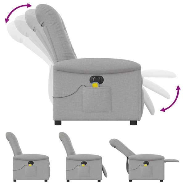 vidaXL elektrisk lænestol med massagefunktion, grå, stof