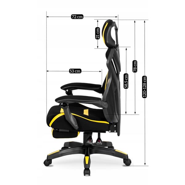 MAXIMO snurrestol gaming sort og gul modern