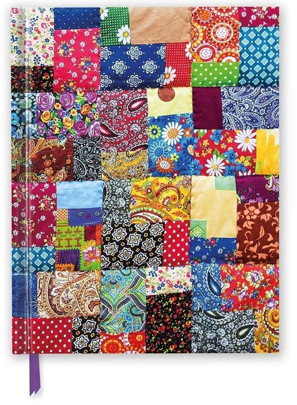 A4 notesbog, ensfarvet, TW, blomsterprintet patchwork-quilt