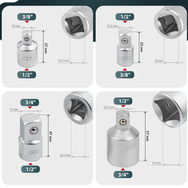 ROCKFORCE ADAPTRARSET, 4-PACK, CR-V STÅL, MED KULLÅS