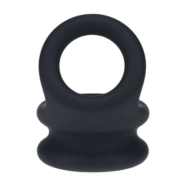 Bred Dobbelt O Silikone Penisring - M - Sort
