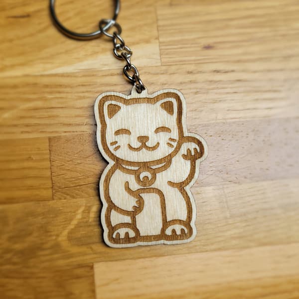 Maneki Neko japansk heldigkat nøglering
