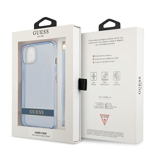 Guess Translucent Strap-skal till iPhone 13, Blå