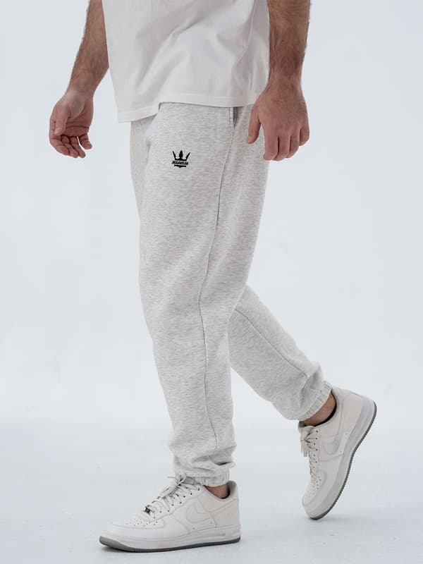 Jigga Wear Small Crown Herre Lysegrå/Sort Joggingbukser S