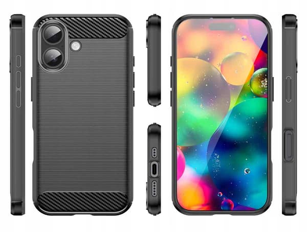 Etui til iPhone 17 CARBON CASE COVER SORT CASE + GLAS